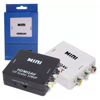 Thumbnail for HDMI to RCA converter adapter front view with blue casing