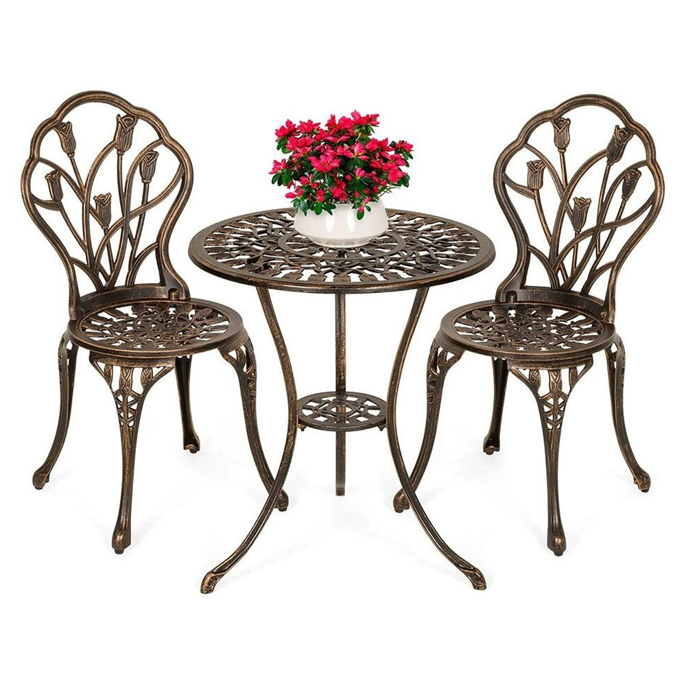 Bronze garden furniture bistro set with elegant design