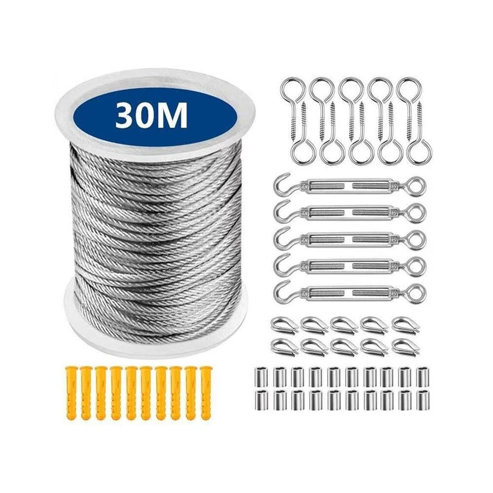 Wire rope cable kit used for hanging plants outdoors