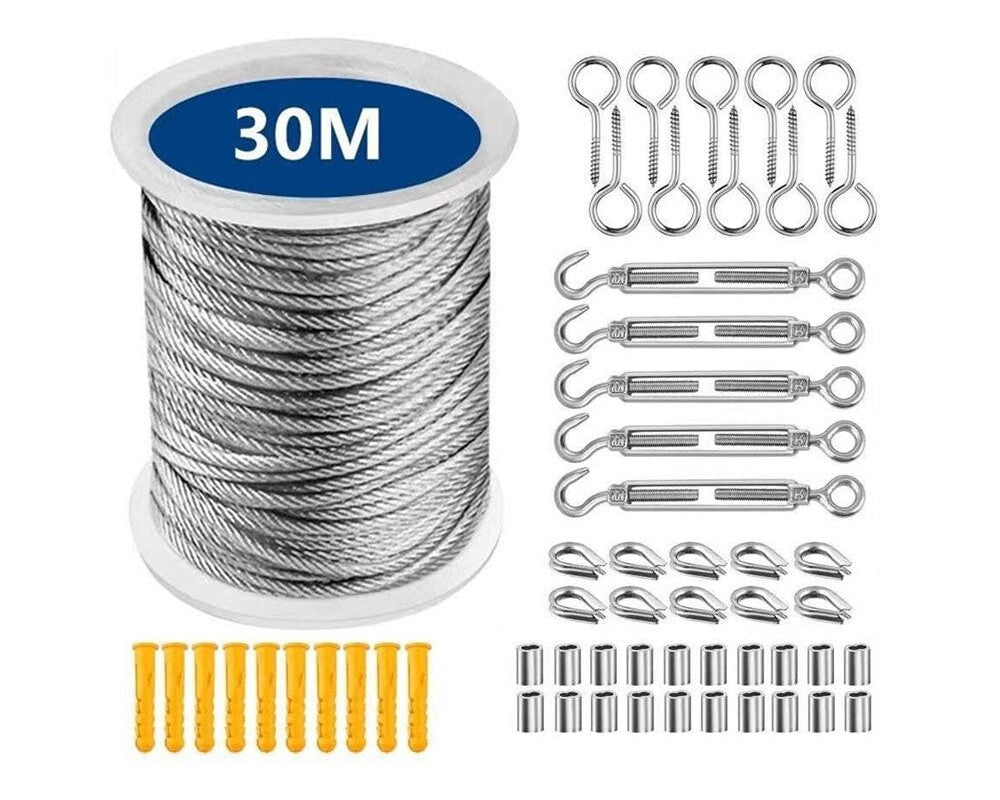 Wire rope cable kit securing outdoor tent in NZ