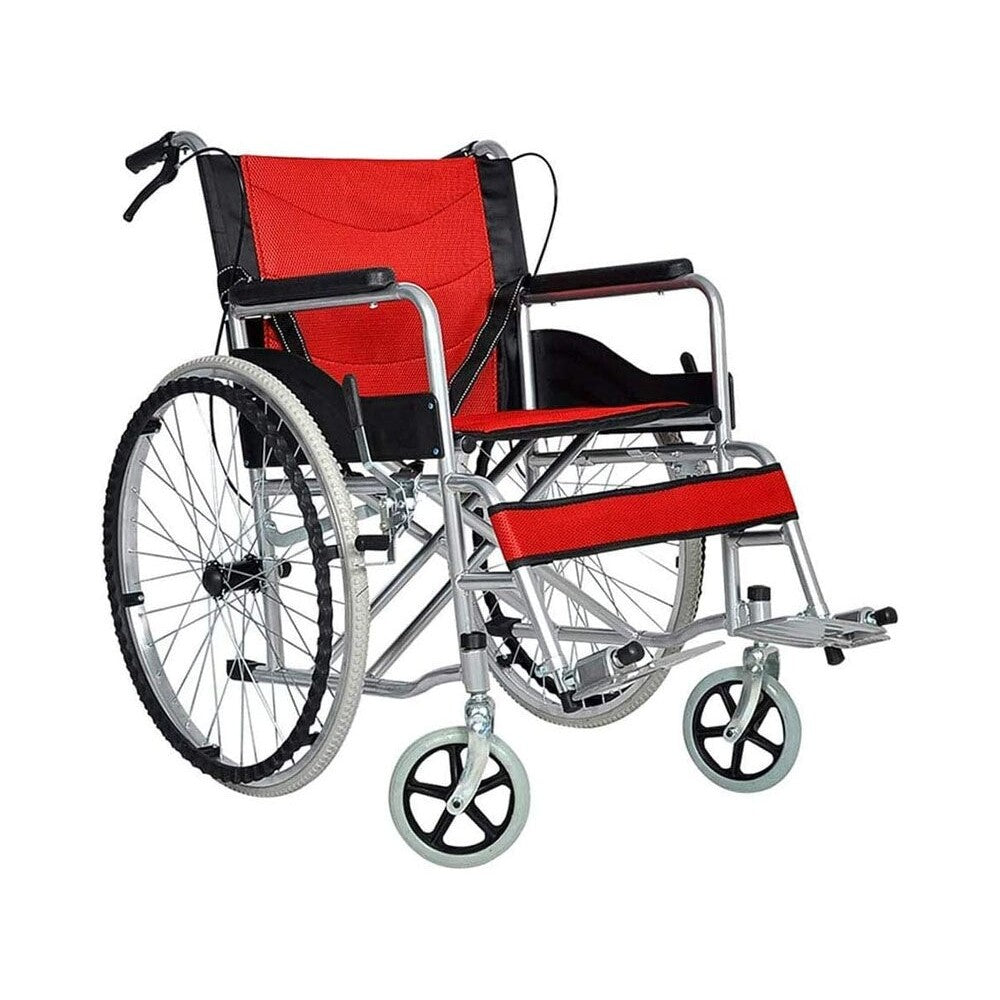 Red folding wheelchair in NZ home environment