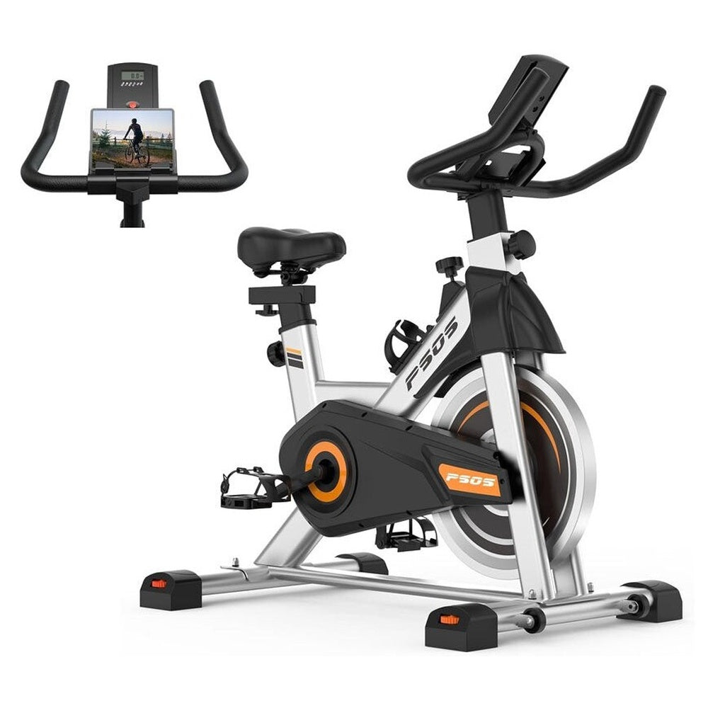 Exercise bike spin bike side angle showing digital display