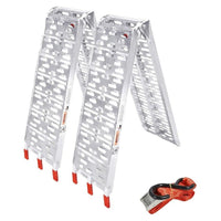Thumbnail for Aluminium folding ramp with metal strap hooks attached