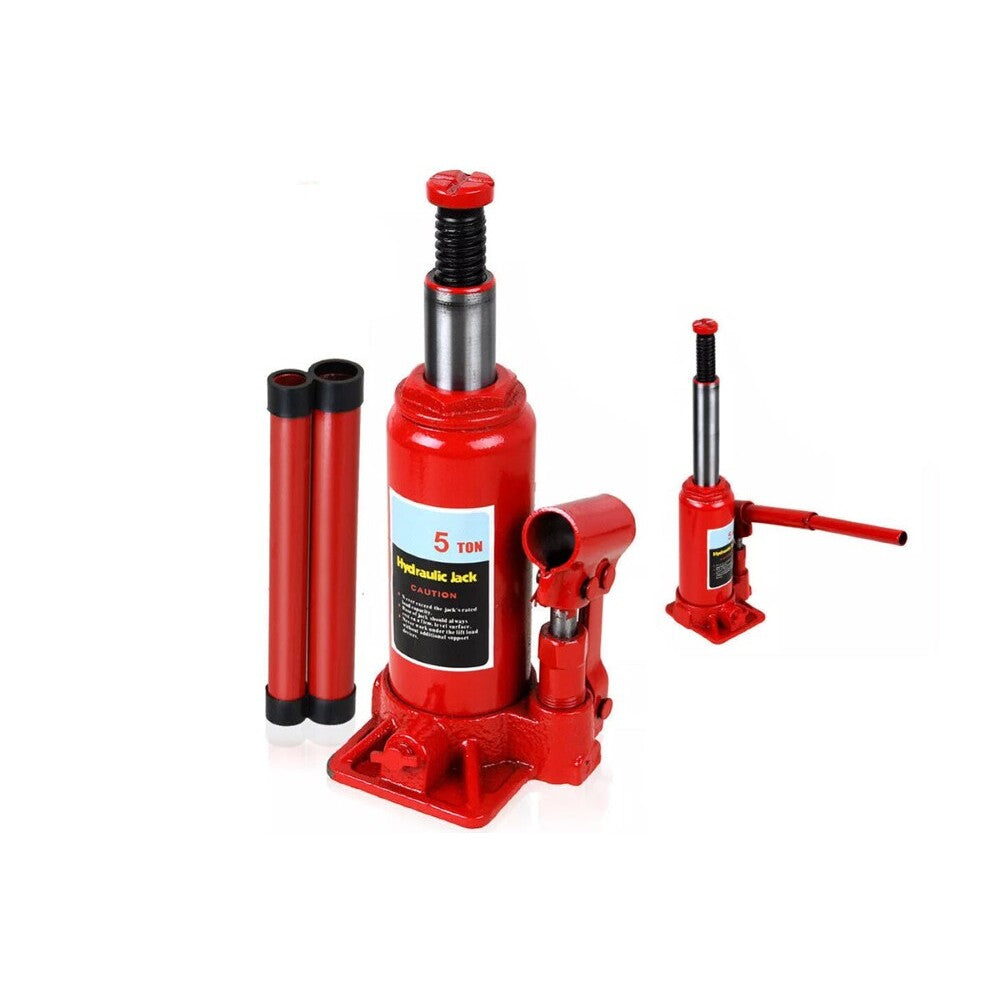 Bottle jack placed on flat solid surface