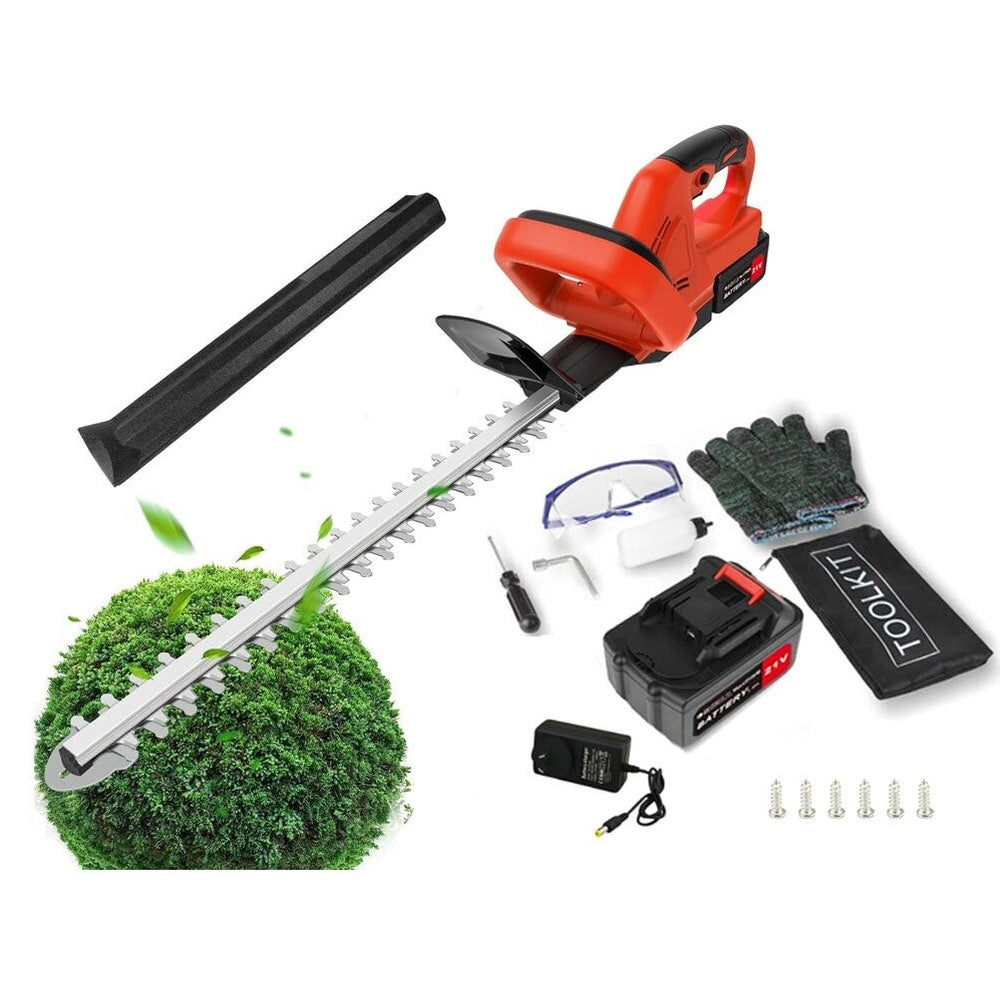 Hedge trimmer in garden setting