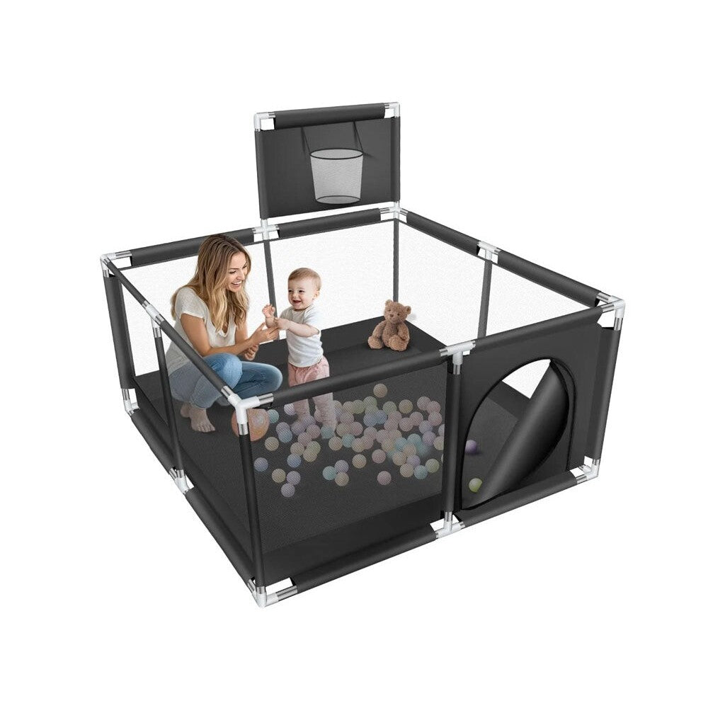 Portable Baby Playpen Fence Gate Wall Fence Barrier Play Gym Mat 125cm