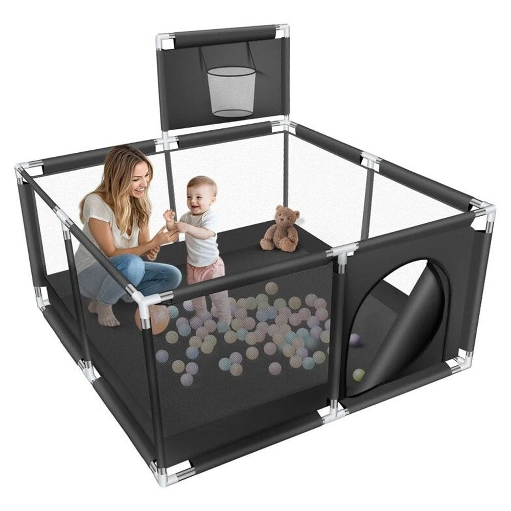 Portable Baby Playpen Fence Gate Wall Fence Barrier Play Gym Mat 125cm