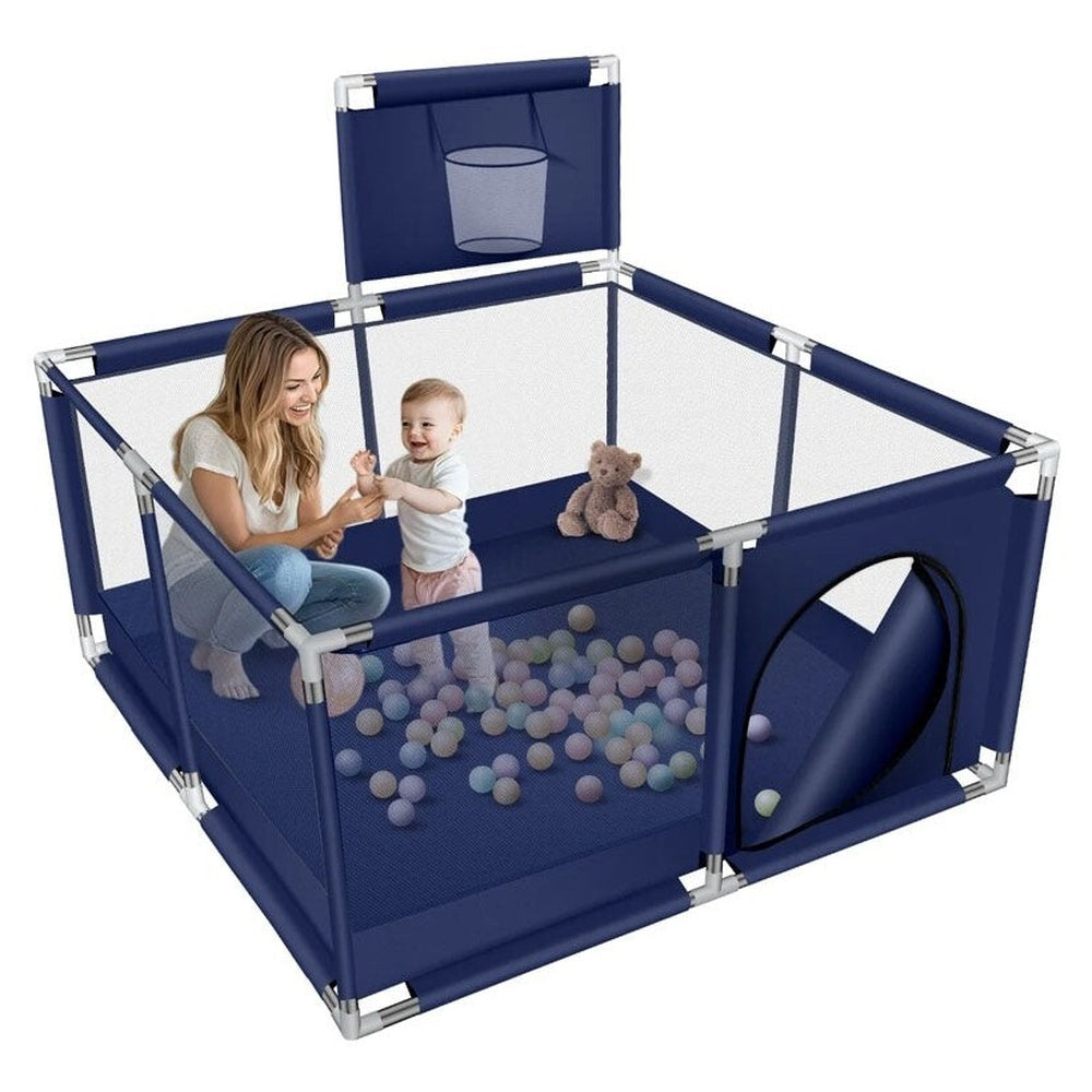 Portable Baby Playpen Fence Gate Wall Fence Barrier Play Gym Mat 125cm