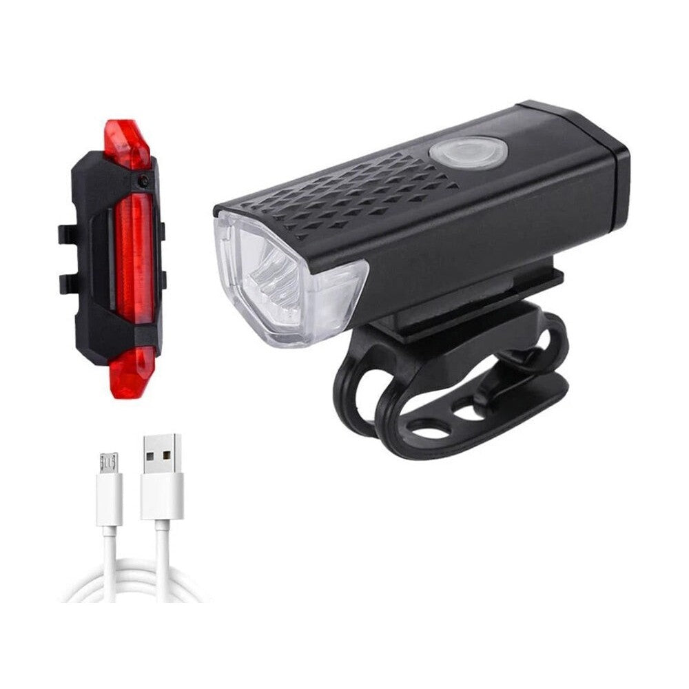 Bicycle Headlight and Taillight Set USB Rechargeable Mini Bike Front and Rear Light
