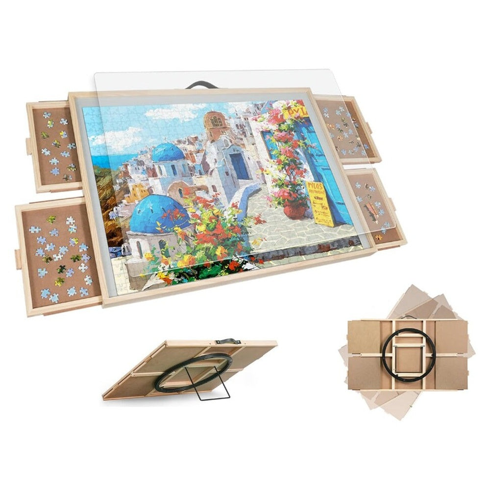 Jigsaw table used for puzzle assembly at home