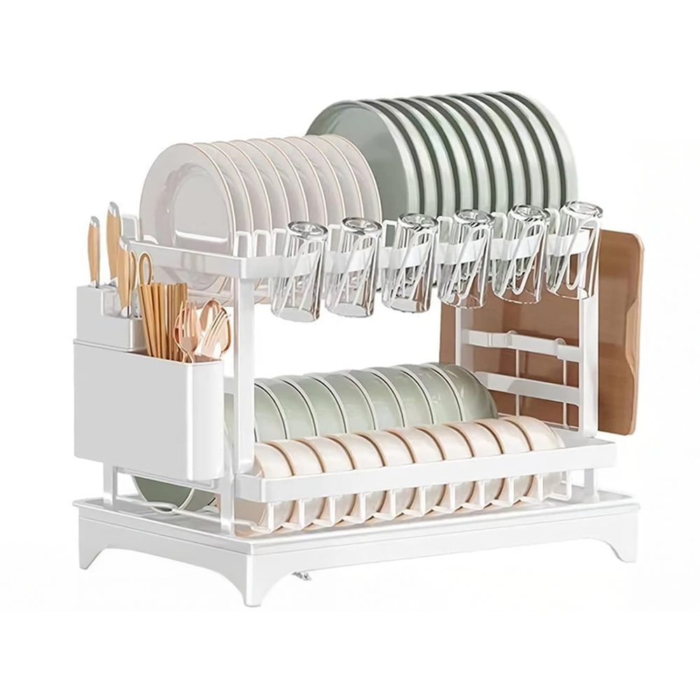 Dish drying rack in modern NZ kitchen setting