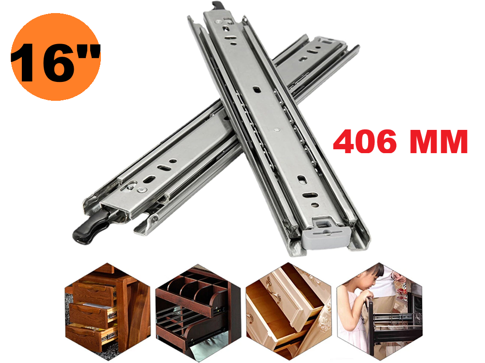 16" Drawer Slides Runners with Locking Function – Heavy Duty 80Kg Capacity