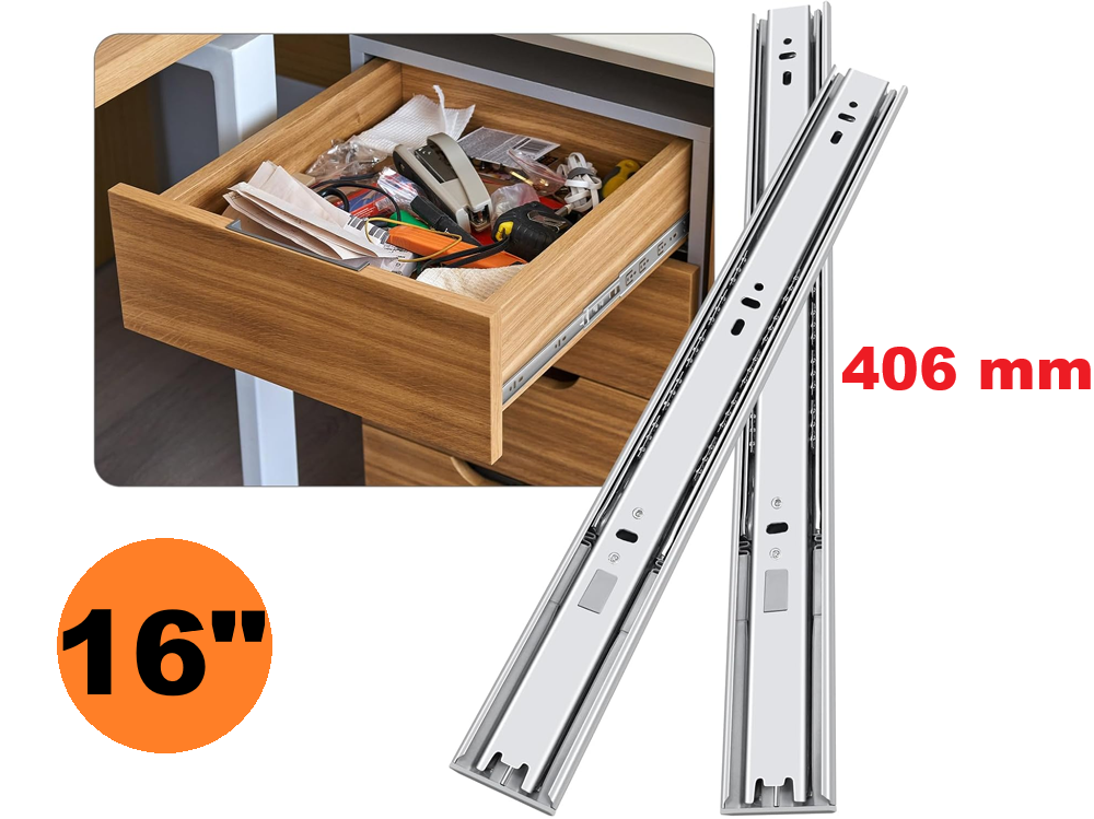 16" Drawer Slides Runners with Locking Function – Heavy Duty 80Kg Capacity