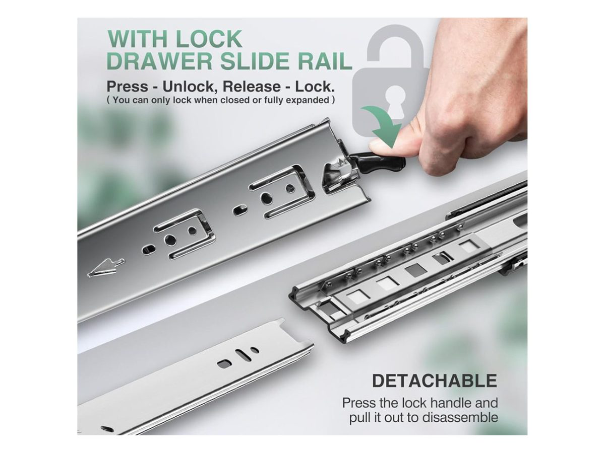16" Drawer Slides Runners with Locking Function