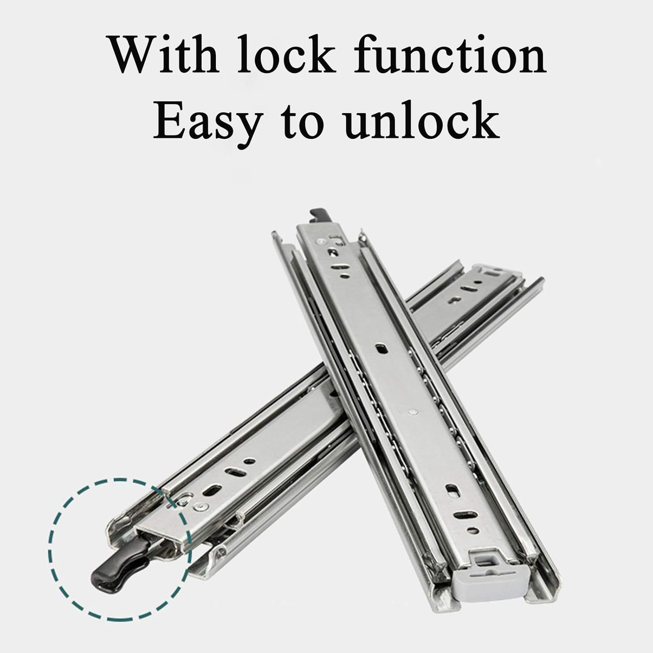 16" Drawer Slides Runners with Locking Function – Heavy Duty 80Kg Capacity