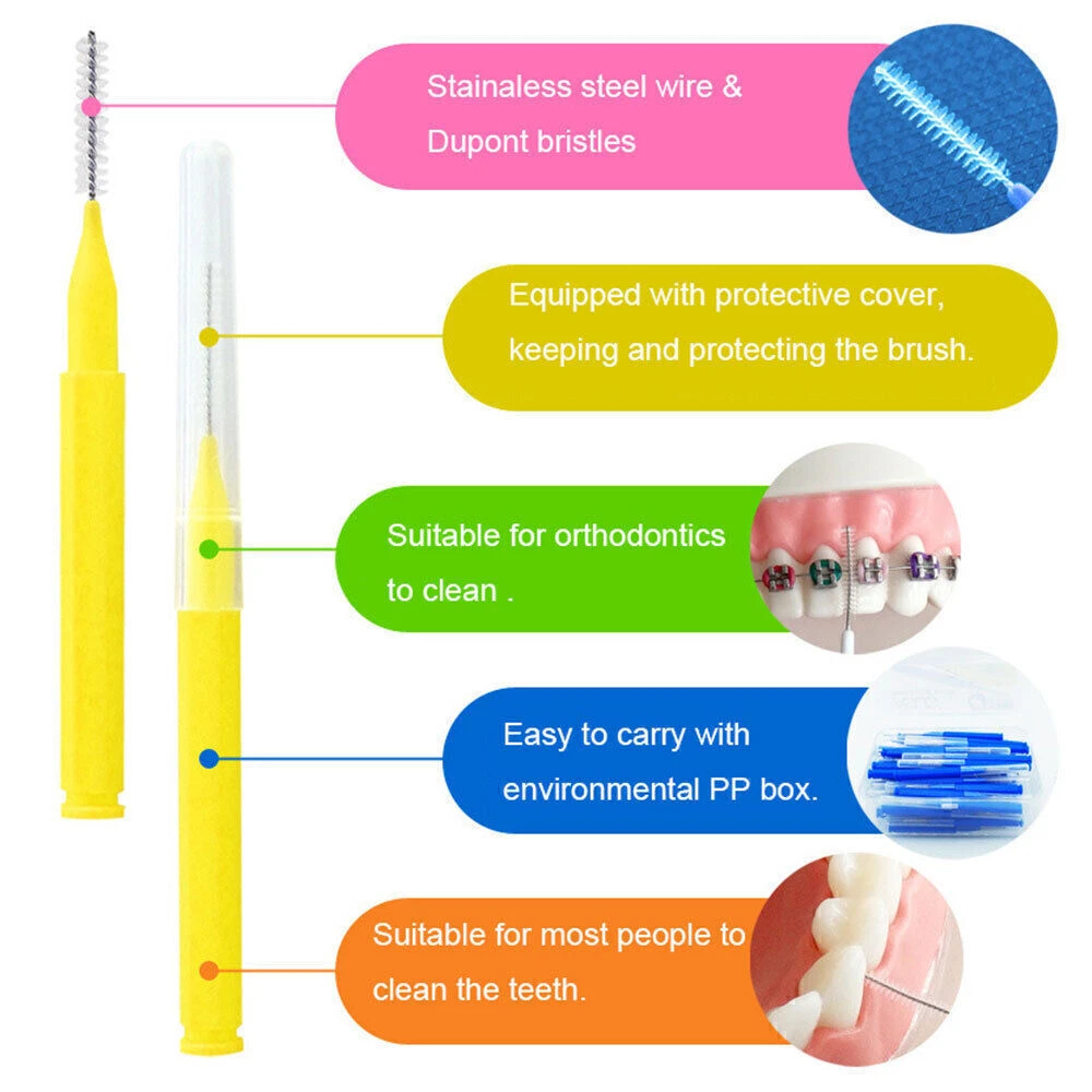 60Pcs X 1.5 mm Interdental Brushes Health Care Tooth