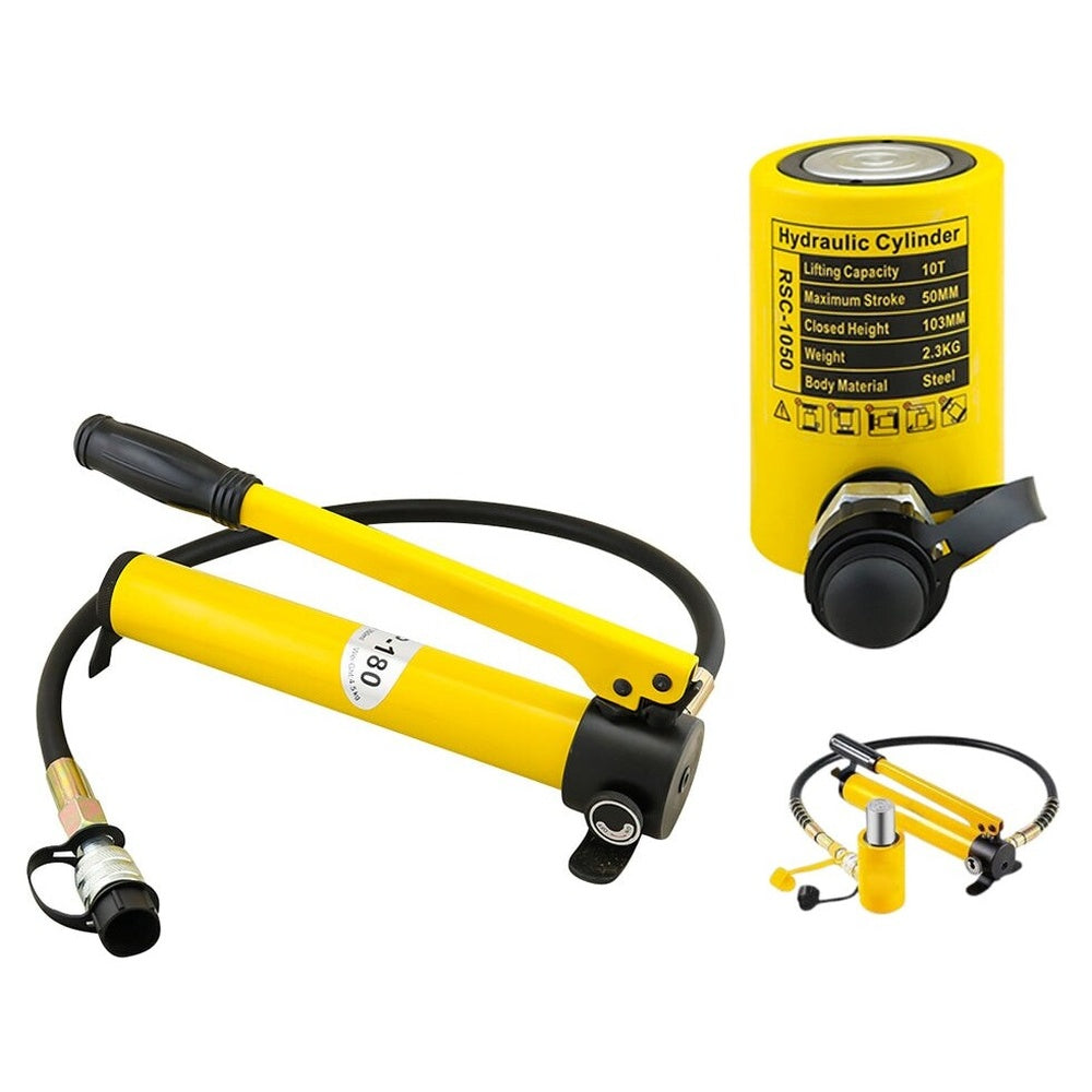 10 ton hydraulic ram jack with yellow and black finish