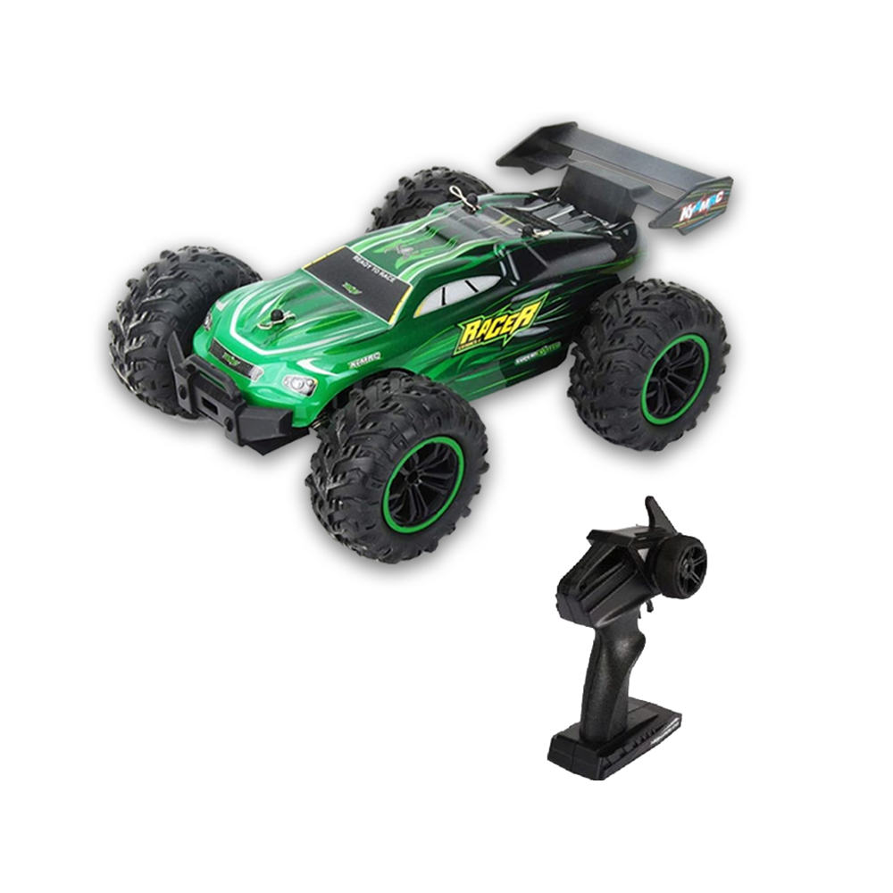Remote control RC car in action on dirt track