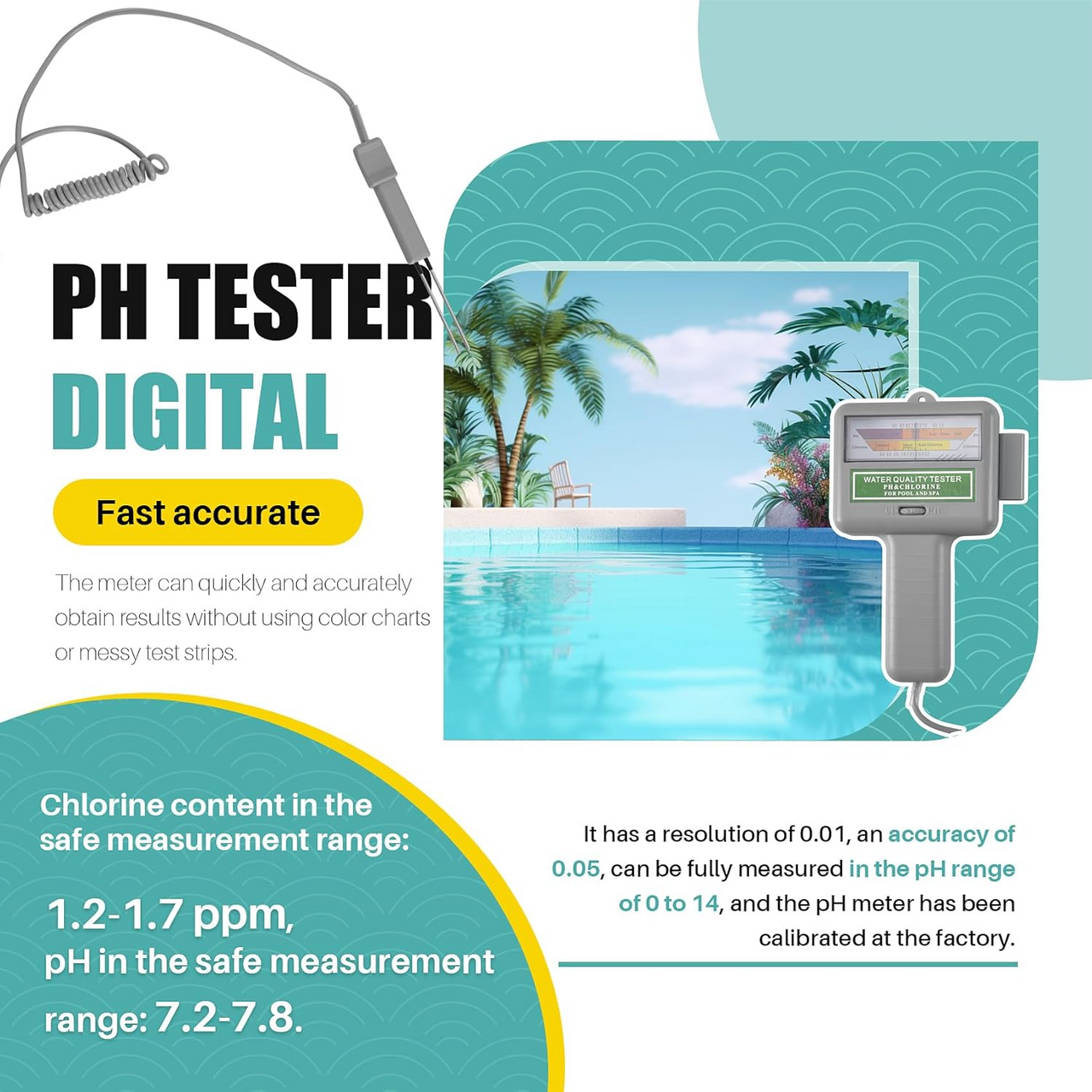 PH Chlorine Tester Pool SPA Water Quality Tester