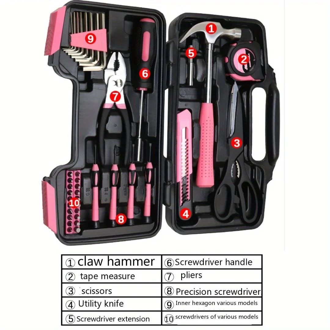39 Pcs Hand Tools Set Home Repair Toolbox Basic Toolkit