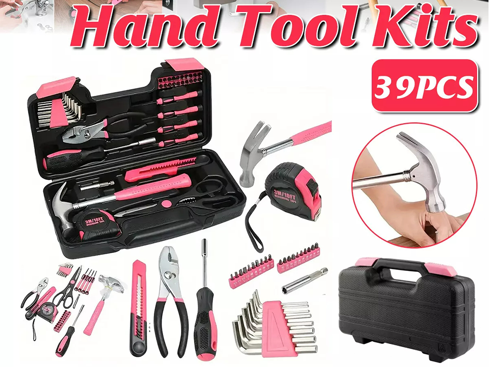 39 Pcs Hand Tools Set Home Repair Toolbox Basic Toolkit