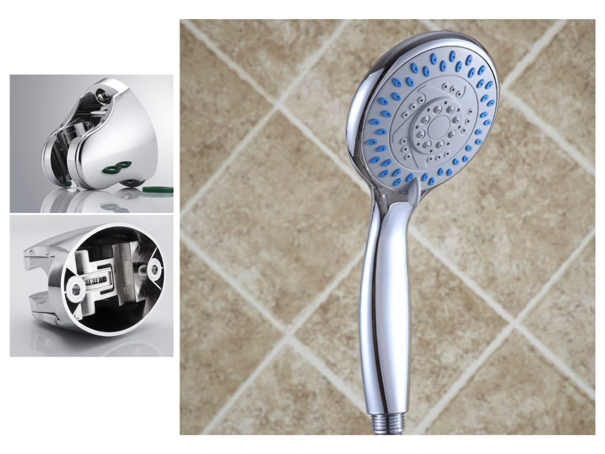 Silver chrome hand shower set with holder