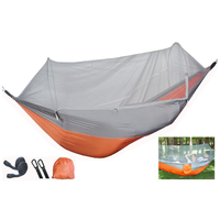 Thumbnail for Outdoor camping hammock orange grey with anti-mosquito mesh