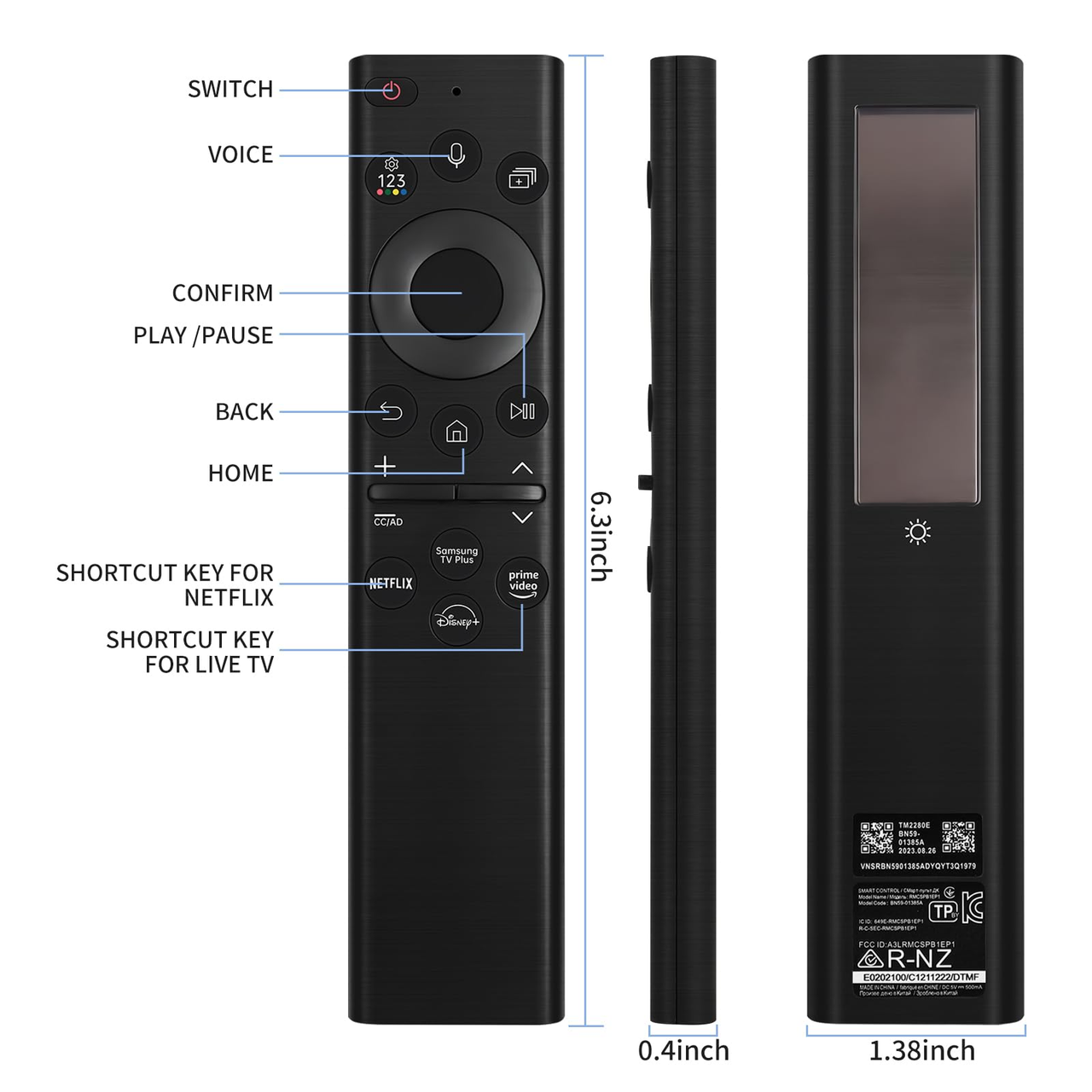 Replacement Samsung TV Remote Solar Powered with voice Control