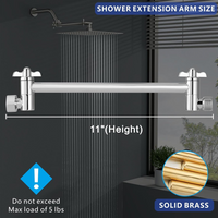 Thumbnail for Shower Head Extension Arm (Silver, 11-inch Extension)