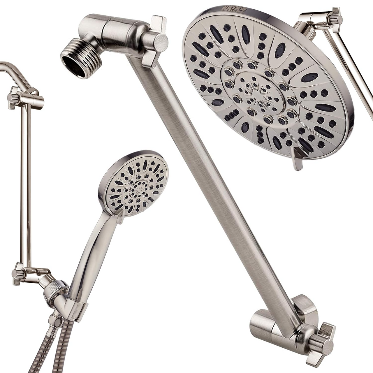 Shower Head Extension Arm (Silver, 11-inch Extension)