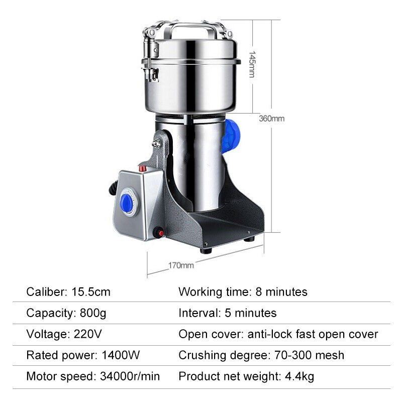 Electric Dry Food Grinder Machine 800G