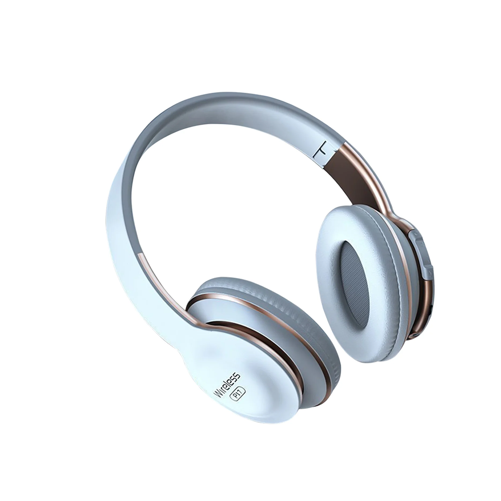 White over-ear Bluetooth headphones foldable design