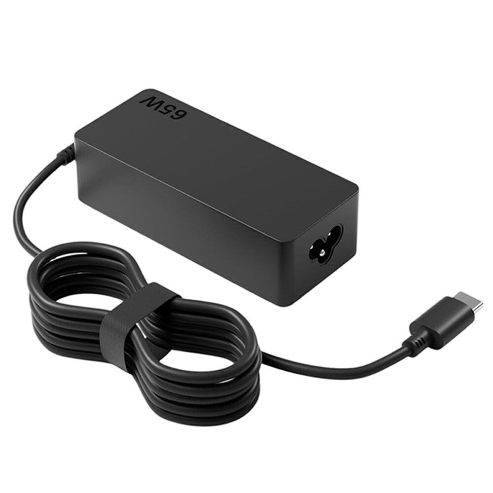 Side view showing charger label and specs