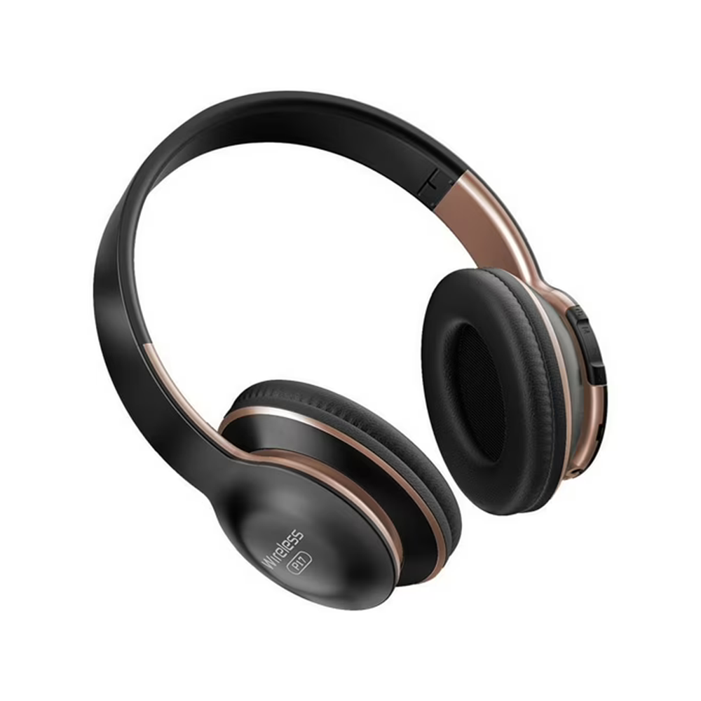 Black over-ear Bluetooth headphones front view