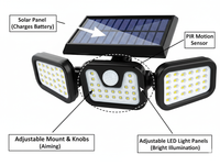 Thumbnail for 3-Headed Outdoor Solar Motion Sensor Light 74LED