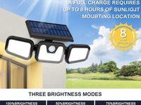 Thumbnail for 3-Headed Outdoor Solar Motion Sensor Light 74LED