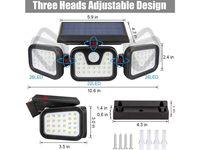 Thumbnail for 3-Headed Outdoor Solar Motion Sensor Light 74LED