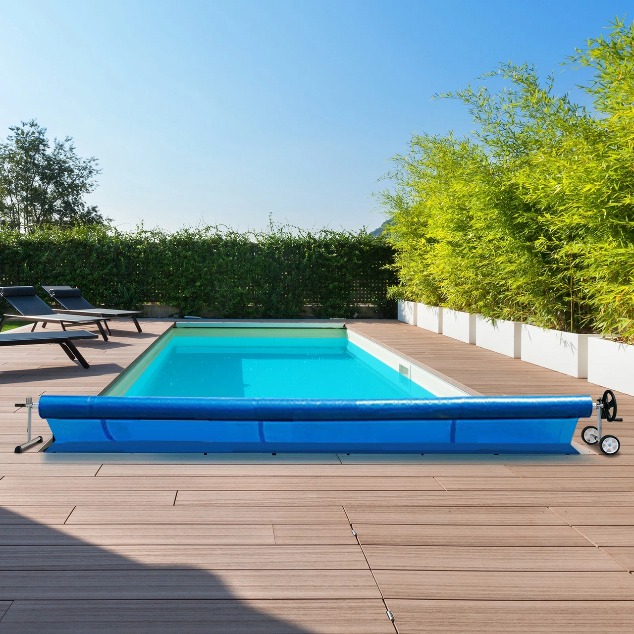 Pool Cover Roller 6.4 m Adjustable Swimming Pool Solar Blanket Reel