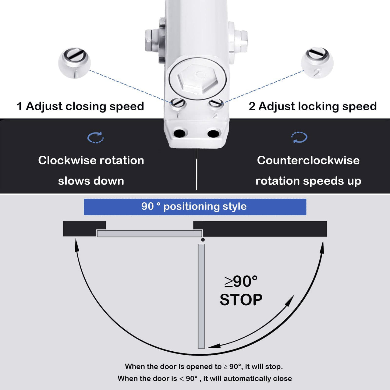 Automatic Door Closer Reversible