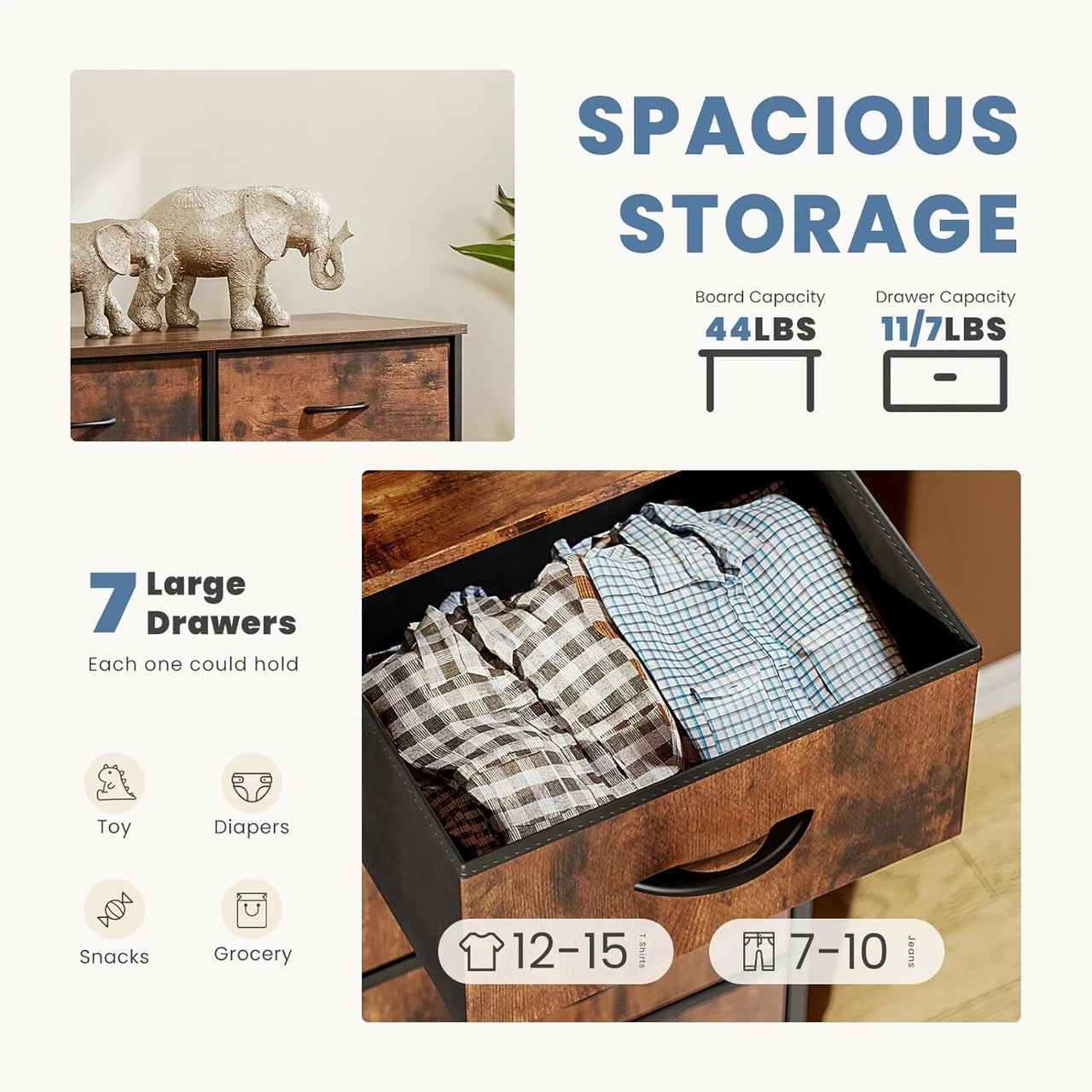 Chest of Drawers Tall boy 7 Drawers tallboy