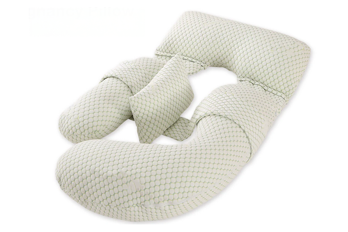 Detachable maternity pregnancy pillow showing three parts