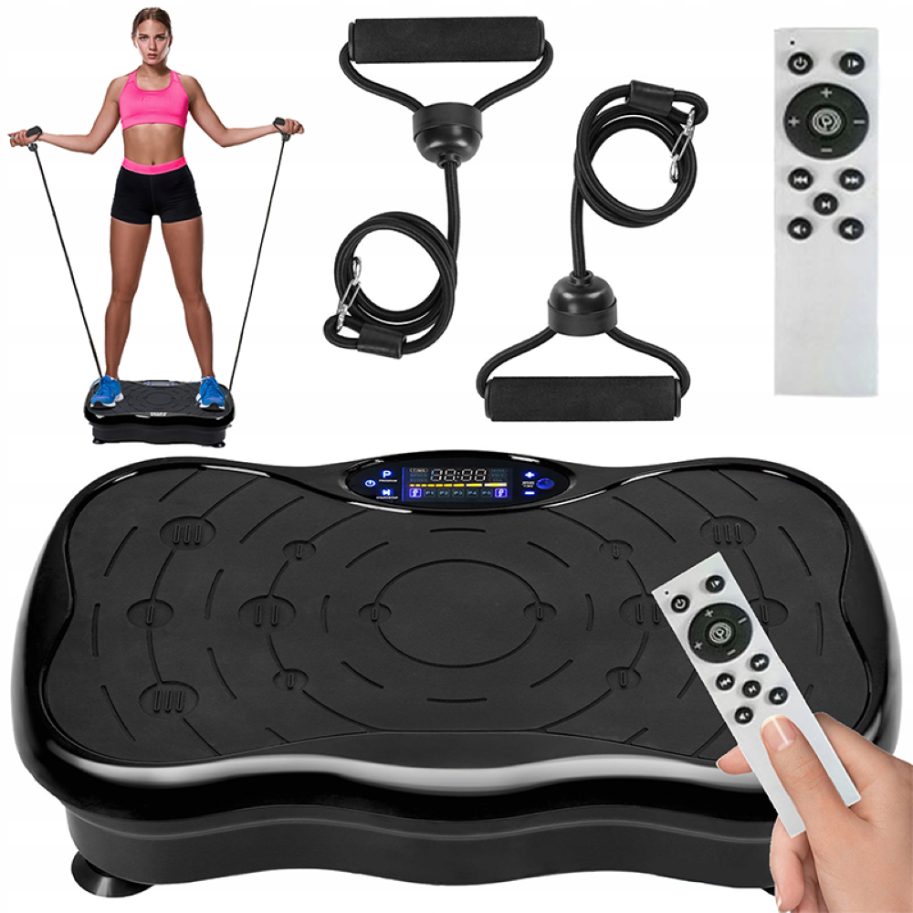 Vibration plate exercise machine black top view