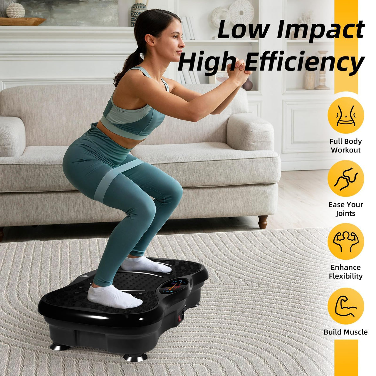 Vibration plate display panel showing speed settings