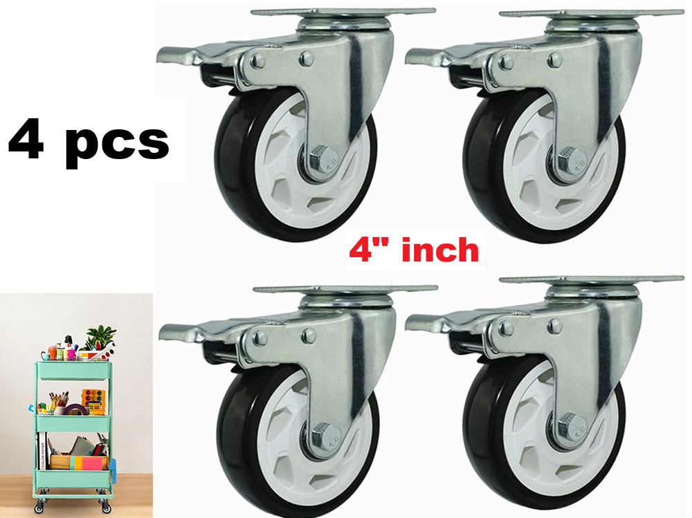 Caster Wheel Trolley Wheel with Brake 4Pcs