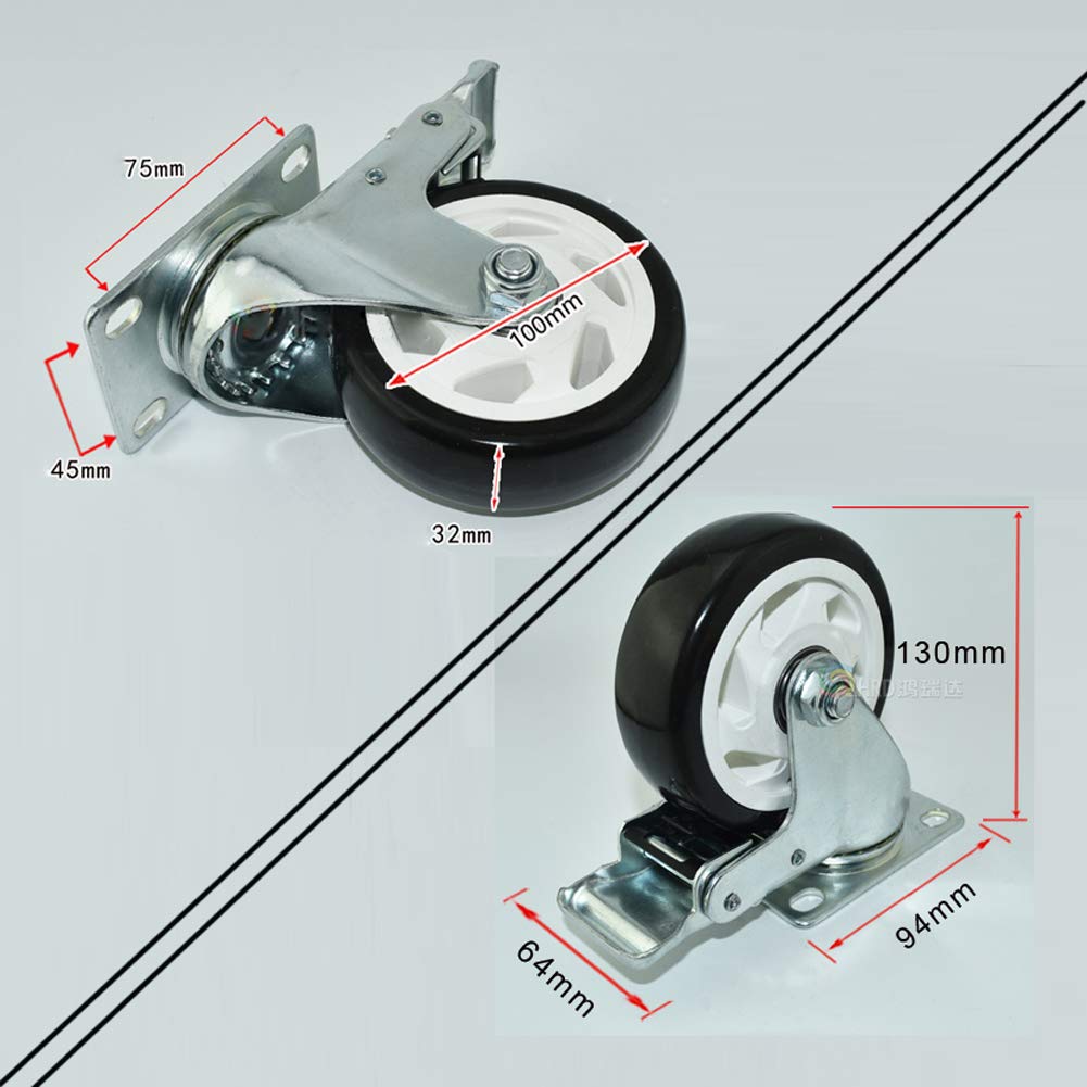 Caster Wheel Trolley Wheel with Brake 4Pcs