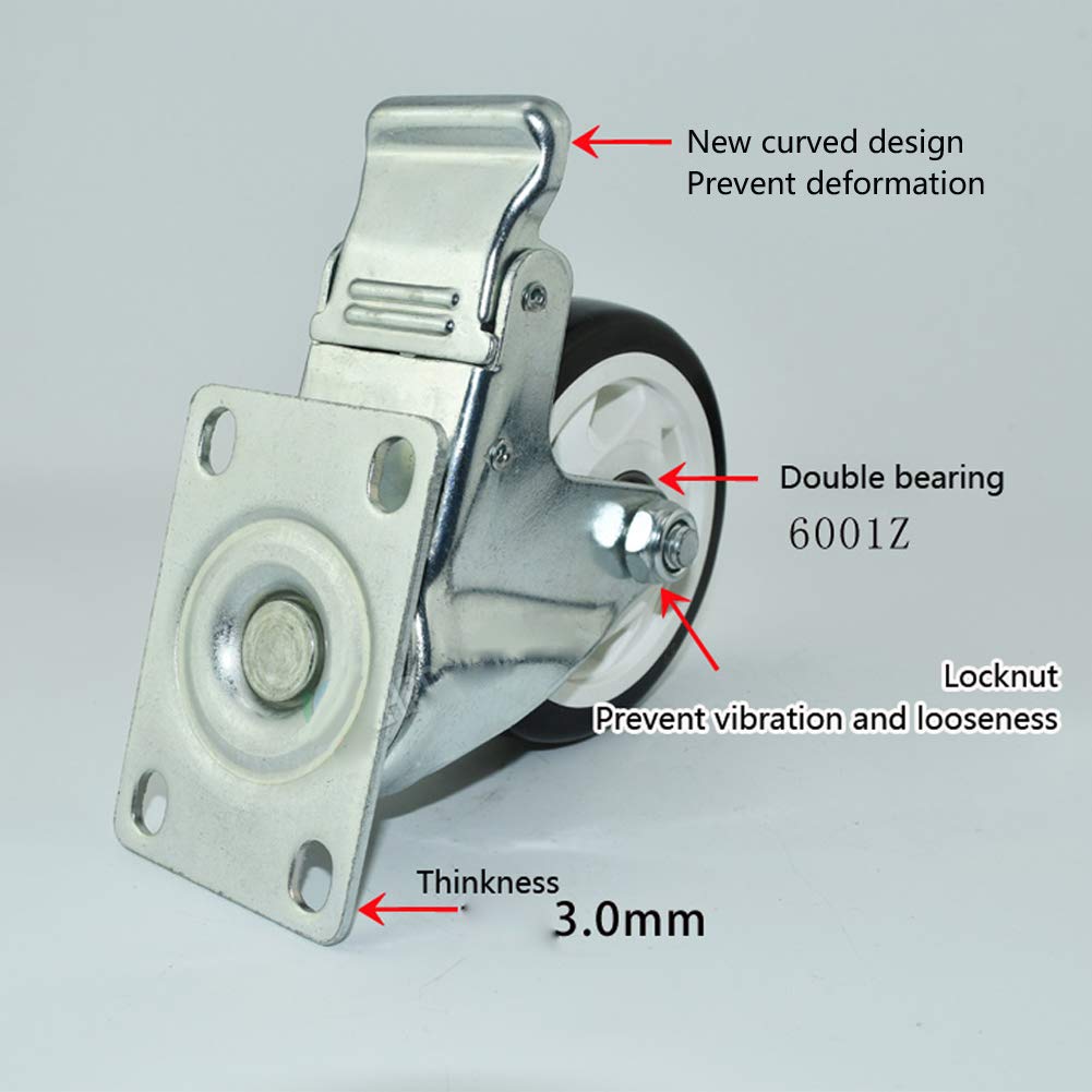 Caster Wheel Trolley Wheel with Brake 4Pcs