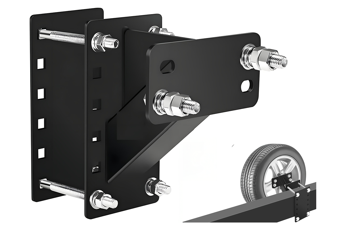 Close-up of double-nut design securing spare tyre
