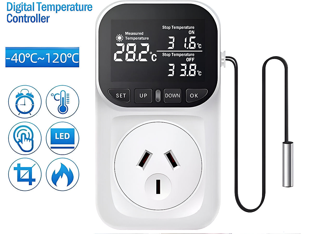 Digital Thermostat Electric Temperature Controller Sensor Socket Timer