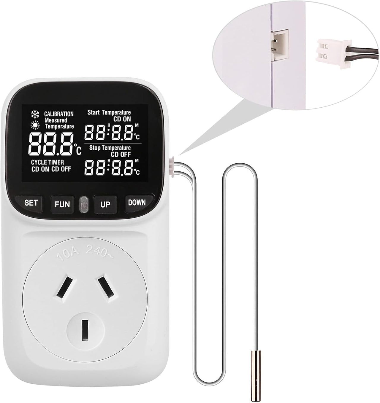 Digital Thermostat Electric Temperature Controller Sensor Socket Timer
