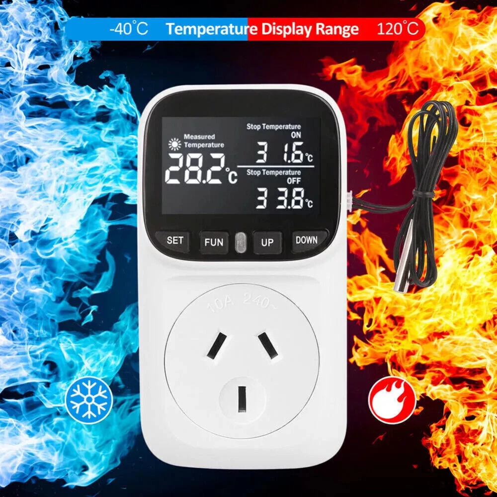 Digital Thermostat Electric Temperature Controller Sensor Socket Timer
